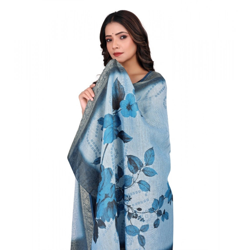 Women’s Blue Chanderi Silk Printed Dupatta – 2m Casual Wear