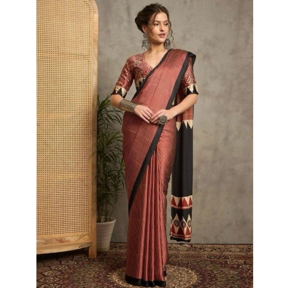 Black satin saree for women — pallu detail