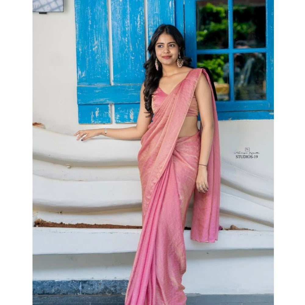 Pink silk saree for women — full drape view