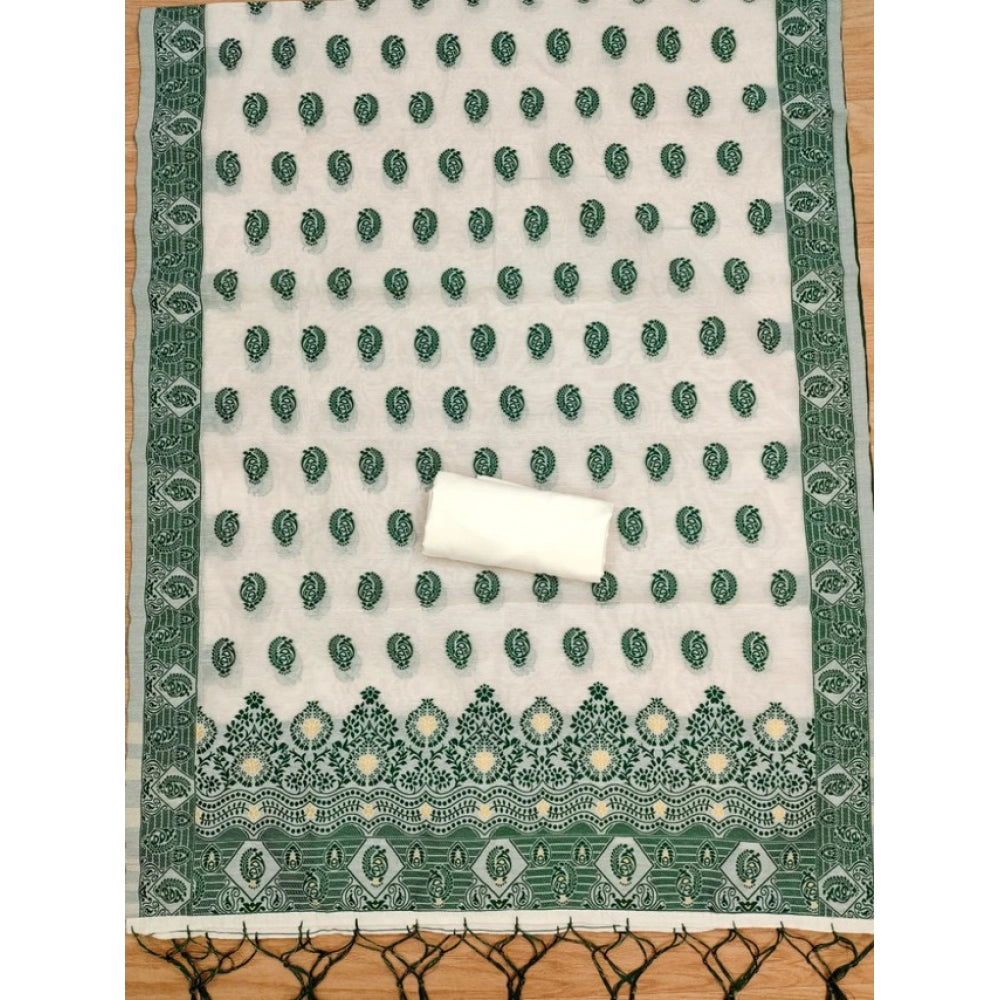 Bottle Green banarasi silk unstitched salwar suit material — colour detail