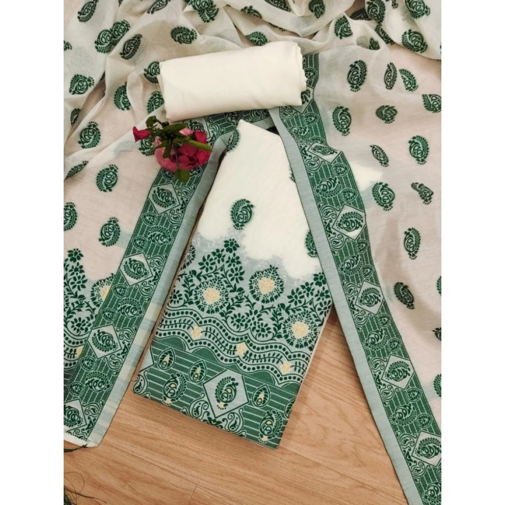 Bottle Green banarasi silk unstitched salwar suit material — kameez fabric detail