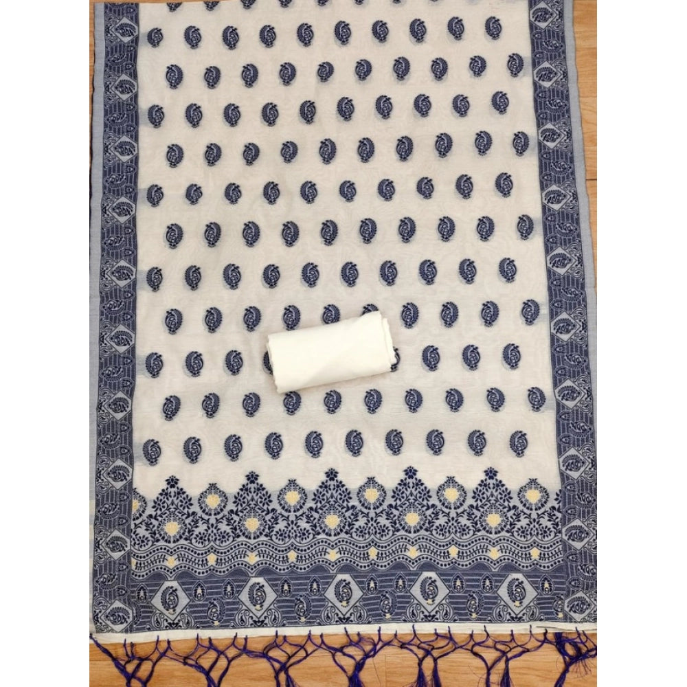 Navy Blue banarasi silk unstitched salwar suit material — colour detail