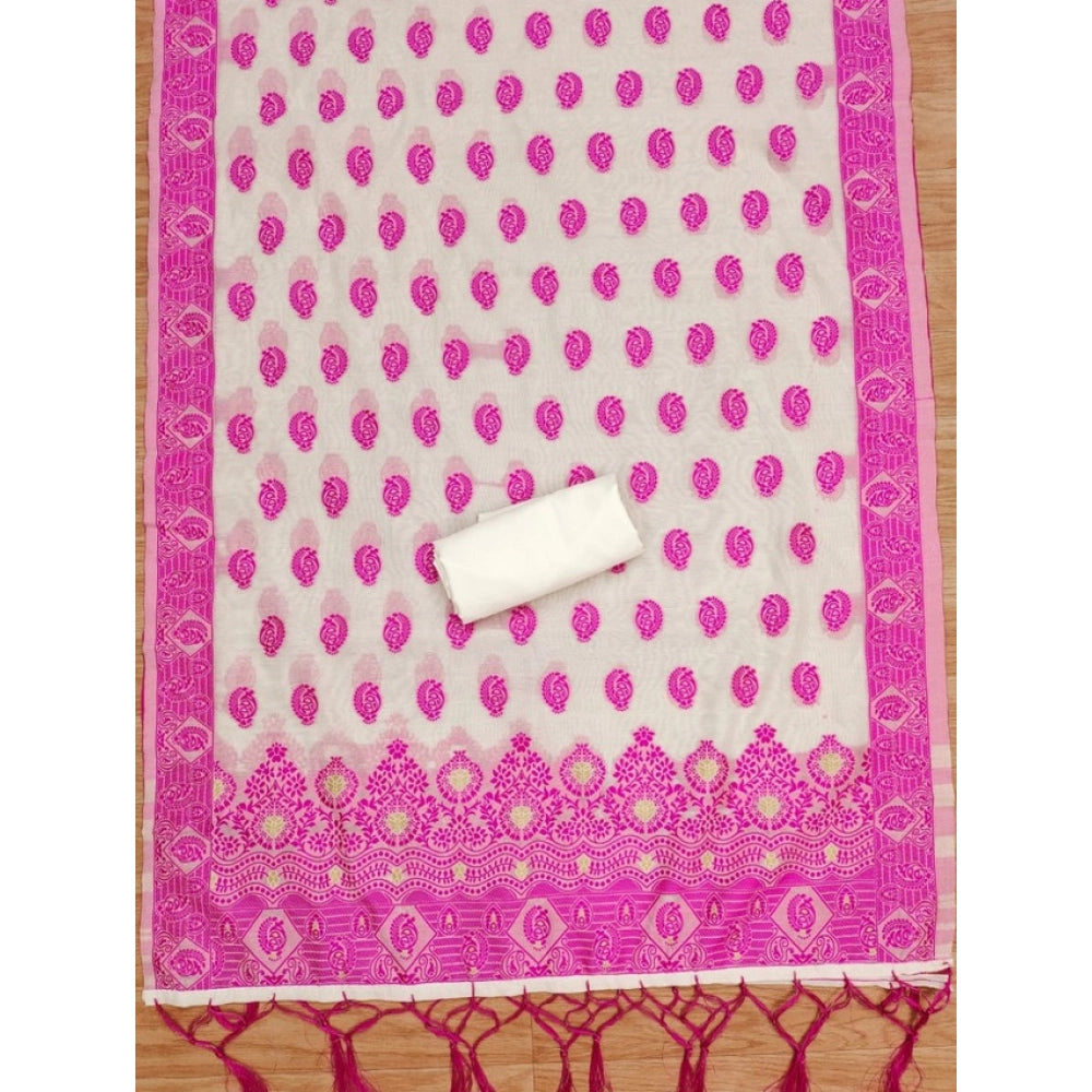 Pink banarasi silk unstitched salwar suit material — colour detail