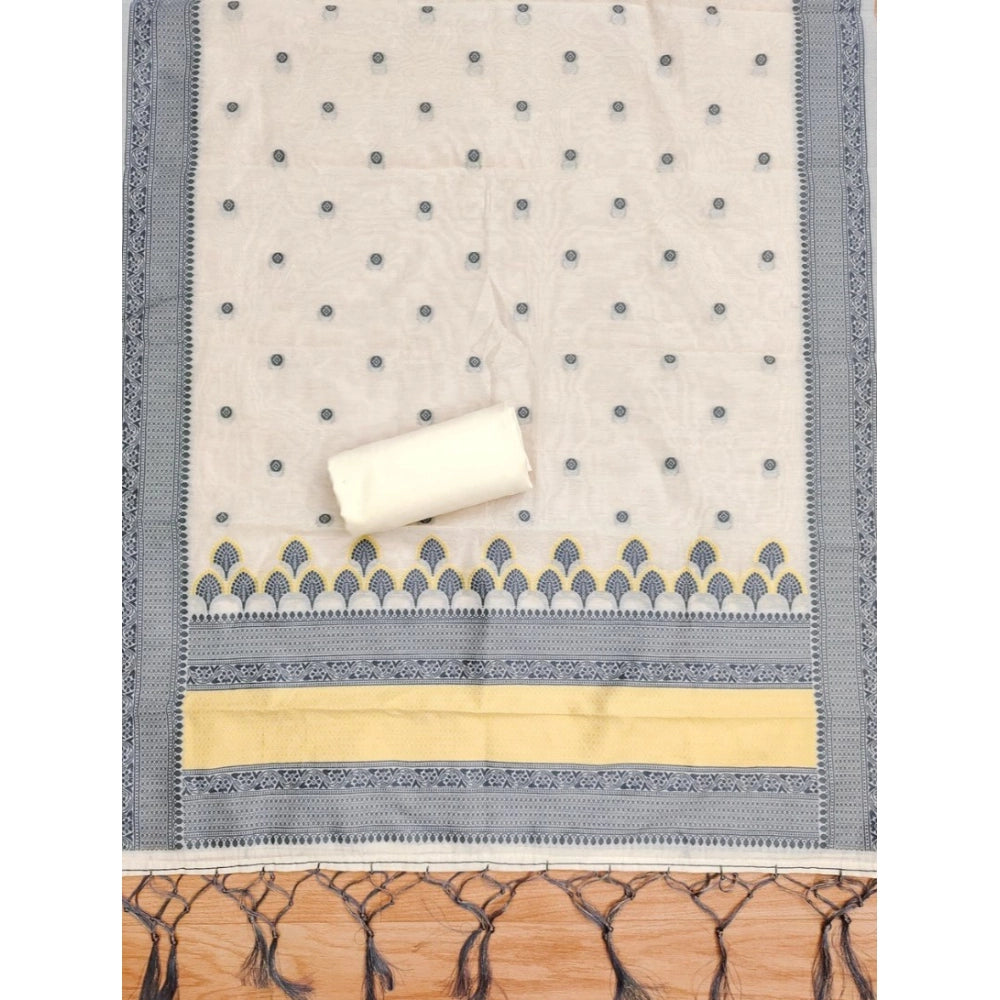 Grey banarasi silk unstitched salwar suit material — colour detail