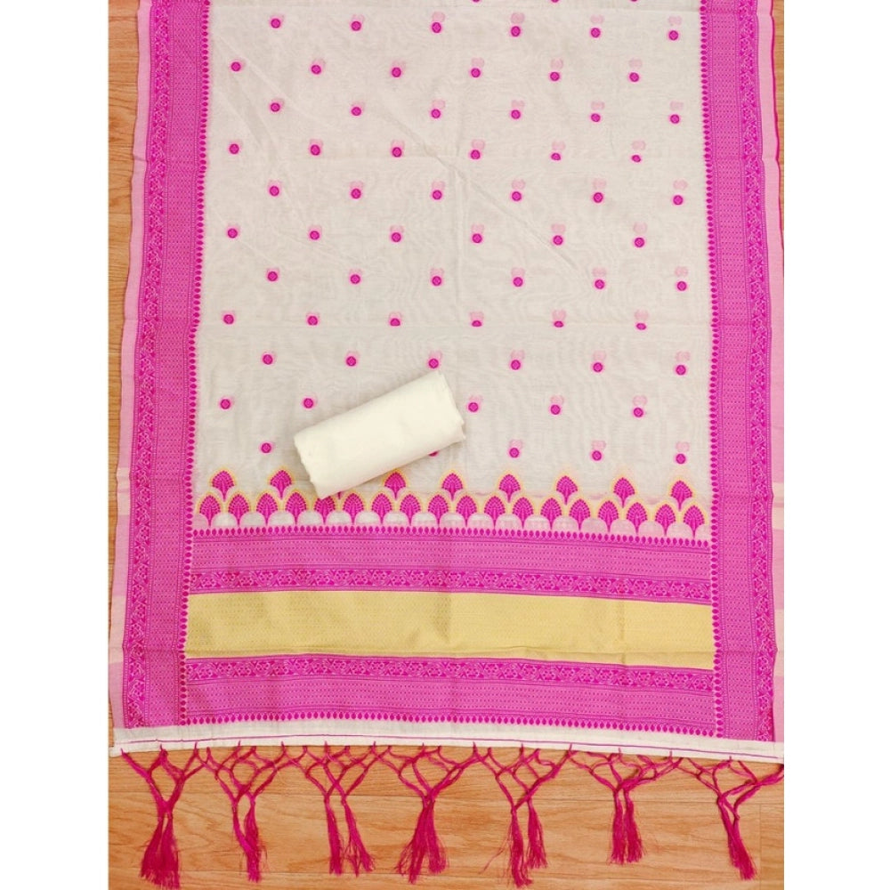 Pink banarasi silk unstitched salwar suit material — colour detail