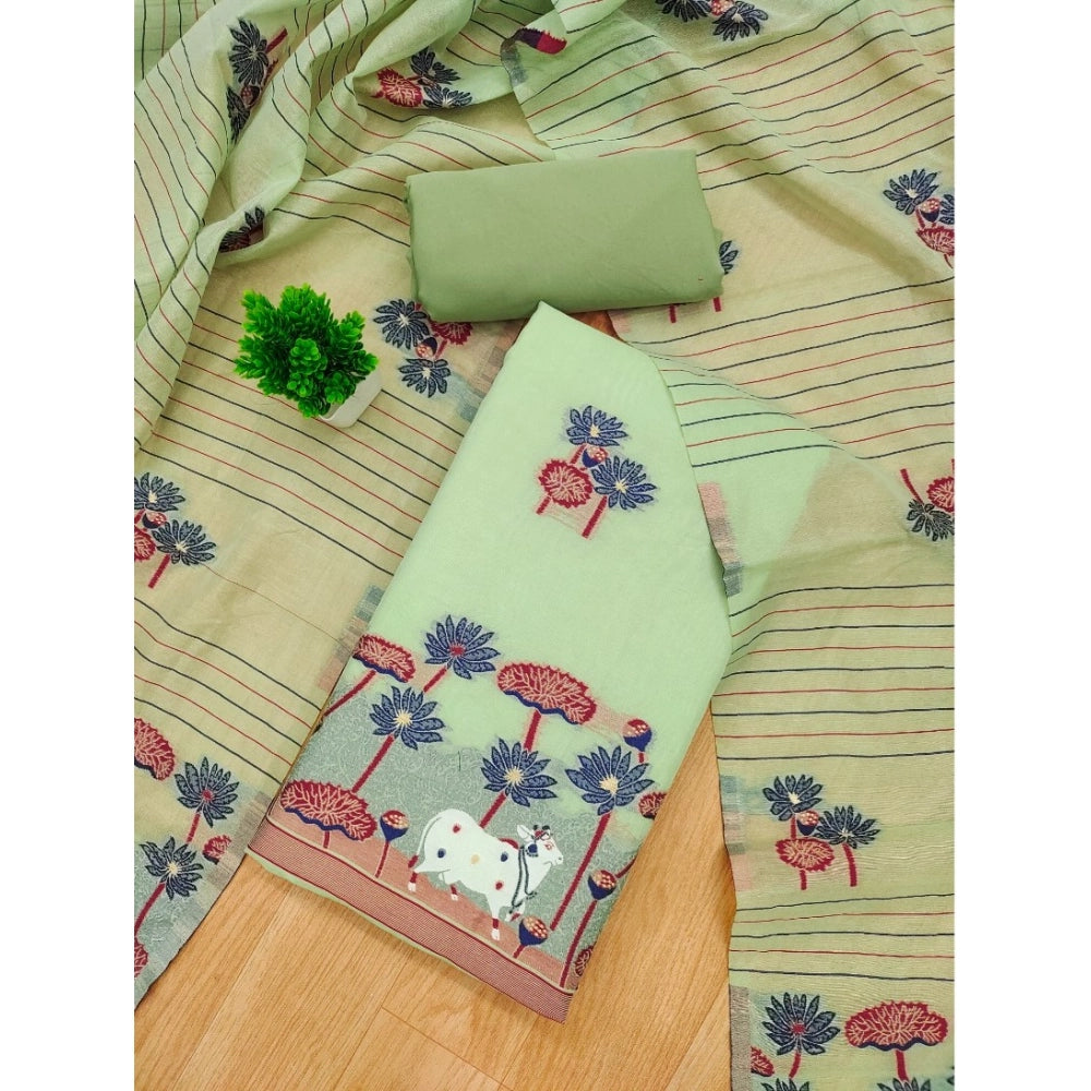 Pista banarasi silk unstitched salwar suit material — kameez fabric detail