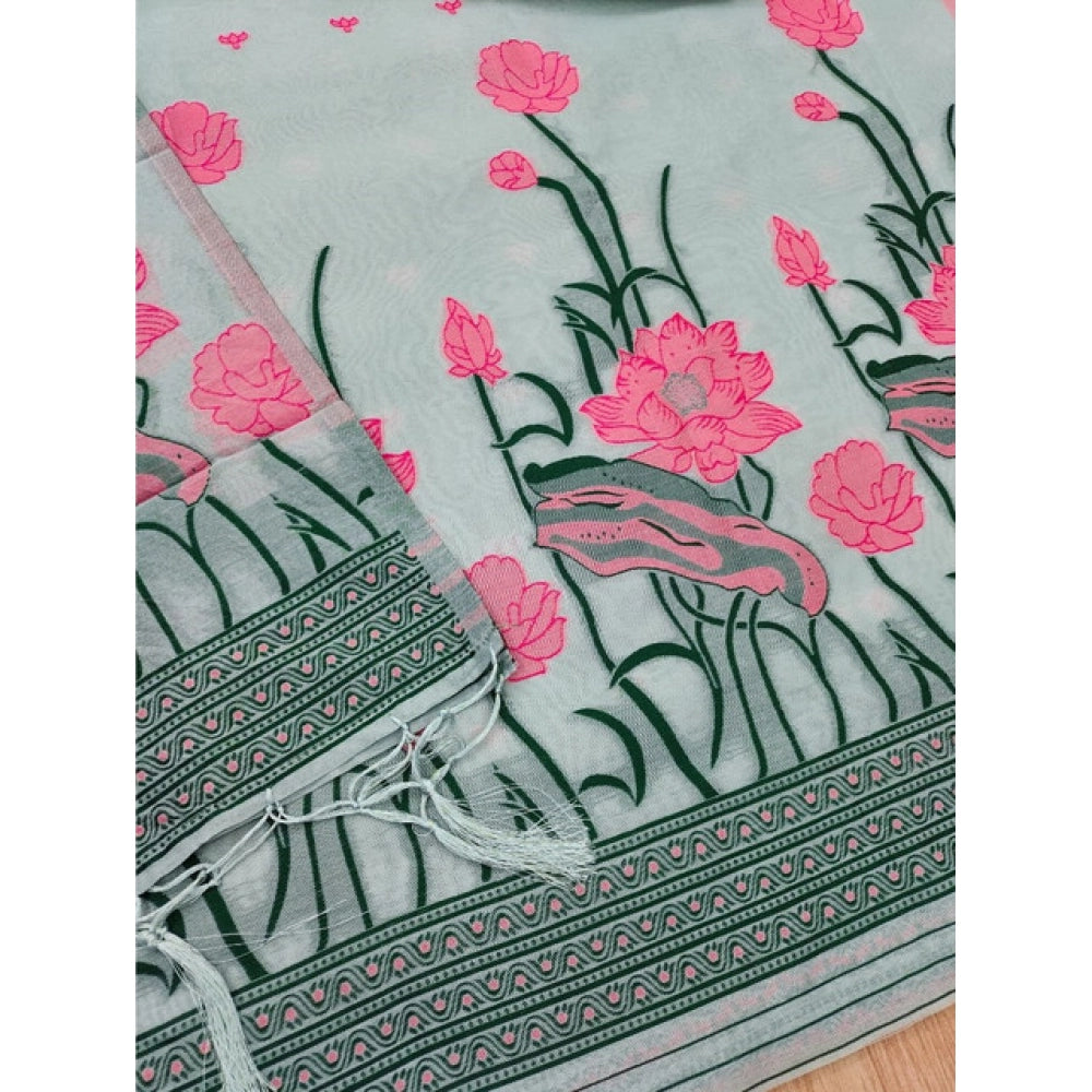 Grey banarasi silk unstitched salwar suit material — colour detail