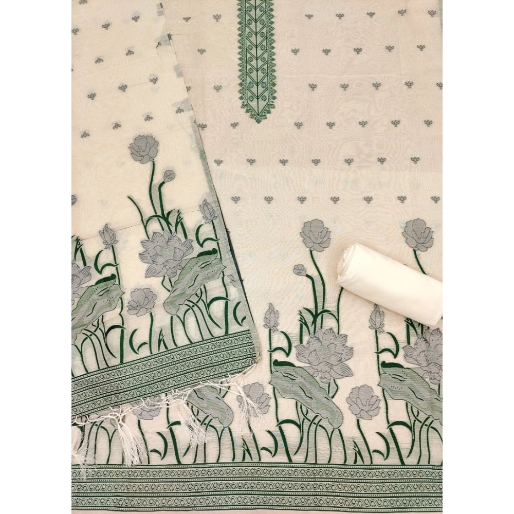 Off White banarasi silk unstitched salwar suit material — dupatta view