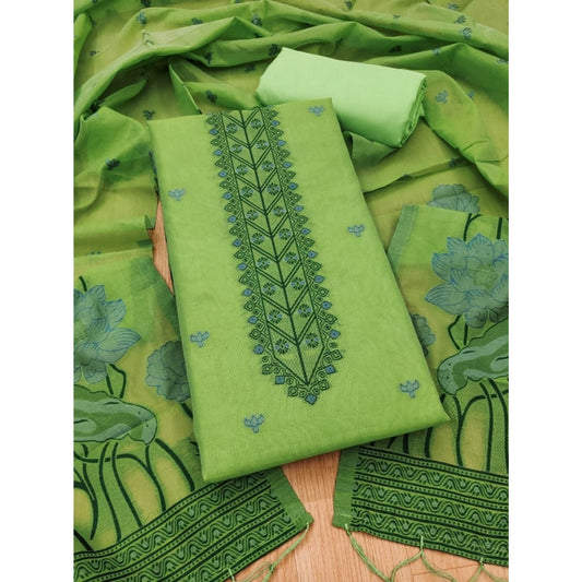 Pista banarasi silk unstitched salwar suit material — full set view