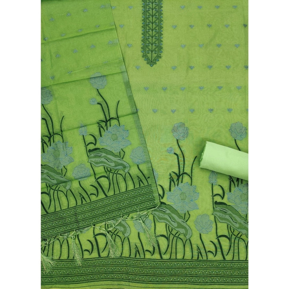 Pista banarasi silk unstitched salwar suit material — dupatta view