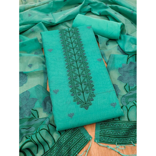 Sea Green banarasi silk unstitched salwar suit material — full set view