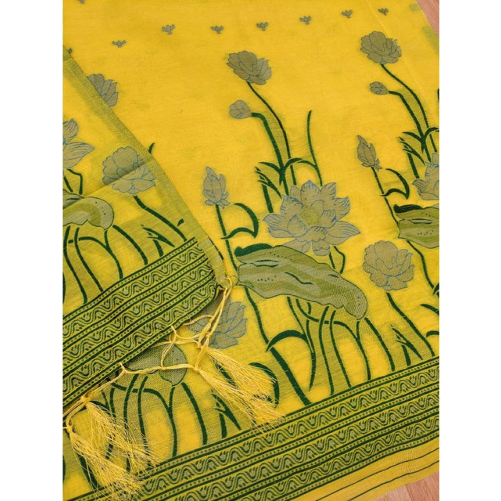 Yellow banarasi silk unstitched salwar suit material — colour detail