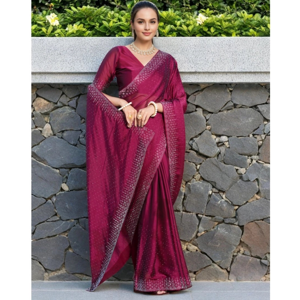 Maroon rangoli saree for women — pallu detail