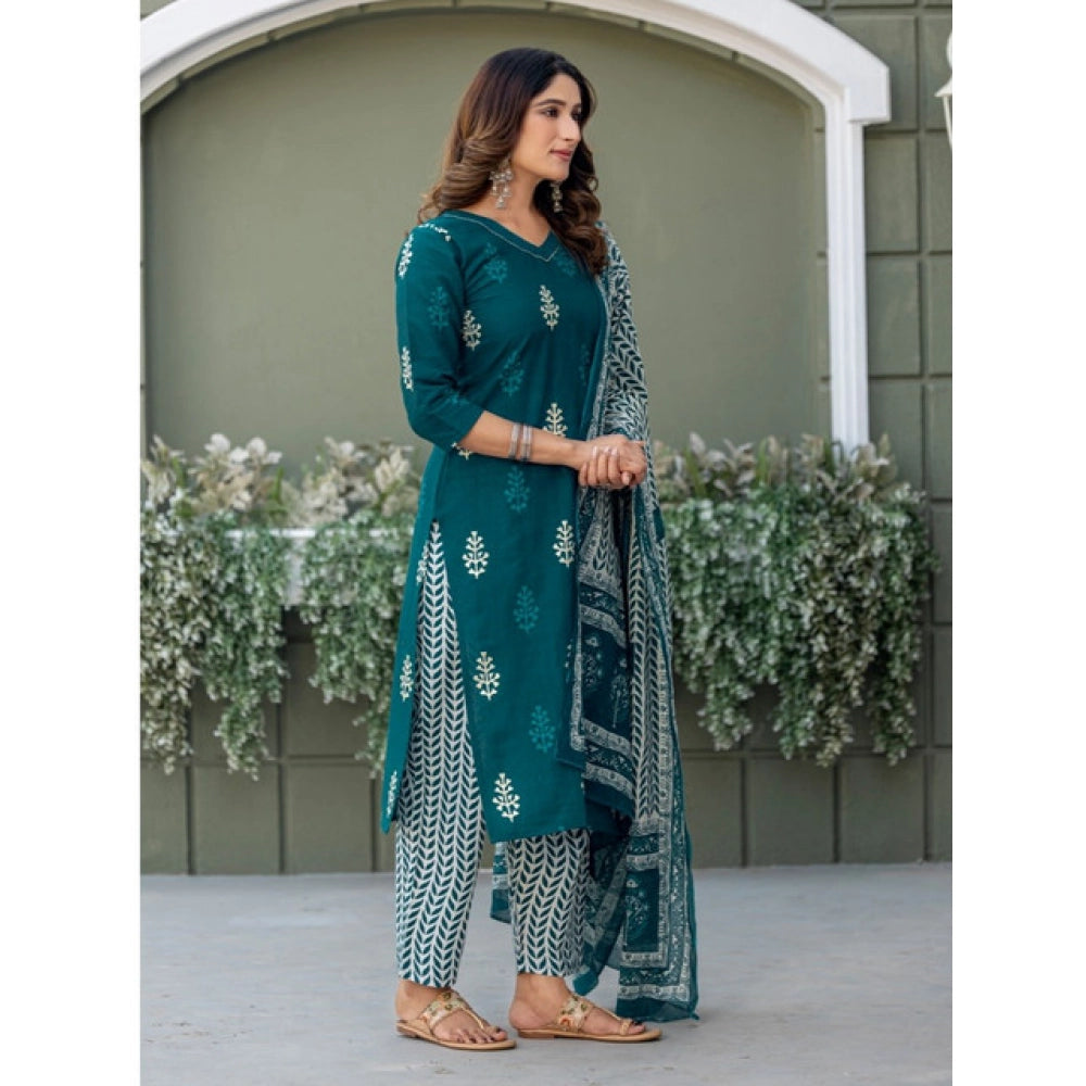 Morpichh cotton blend kurti pant dupatta set for women — detail view