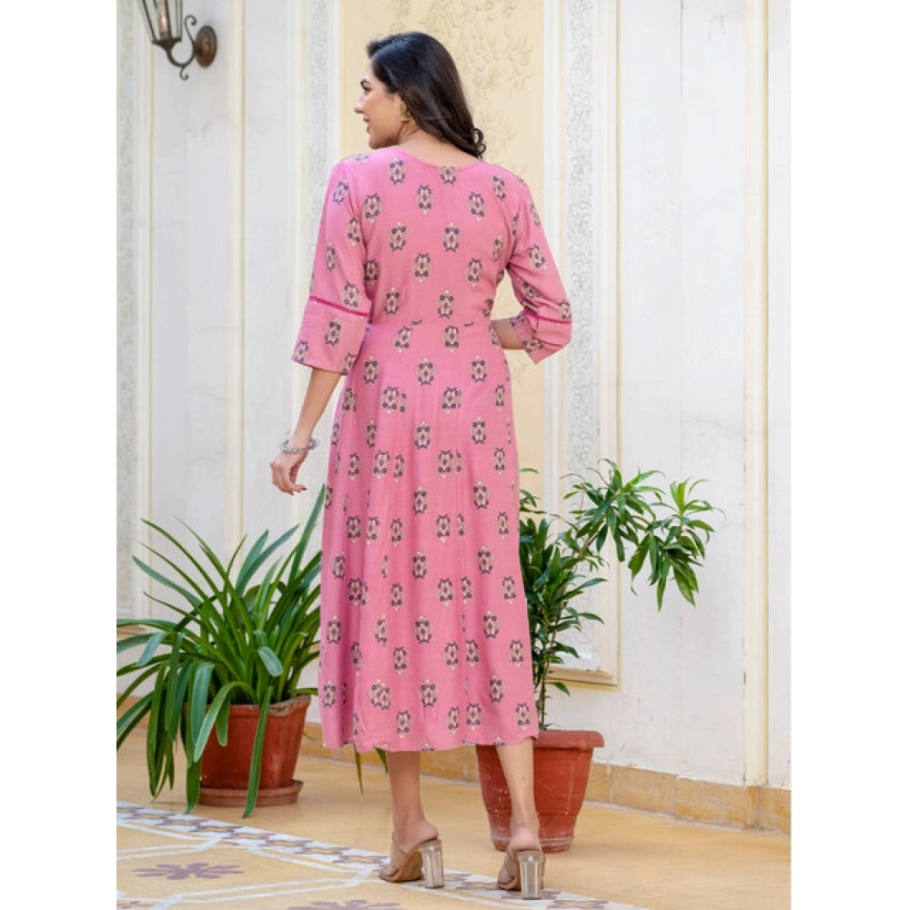 Wine rayon a-line kurti for women — detail view
