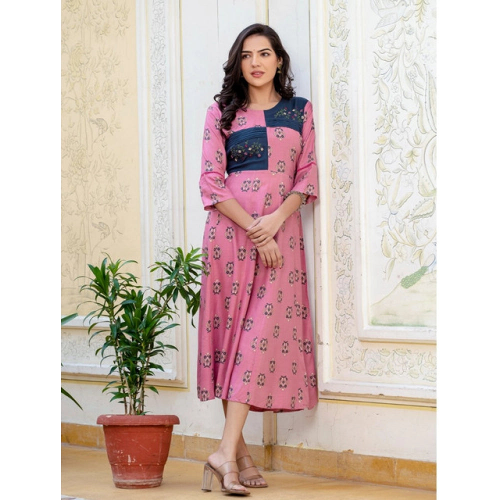 Wine rayon a-line kurti for women — side angle