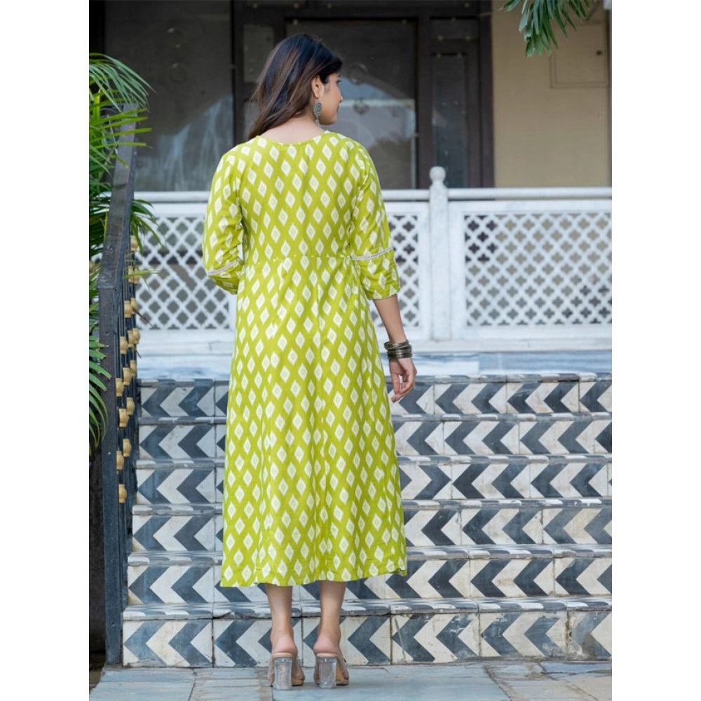 Parrot rayon a-line kurti for women — detail view