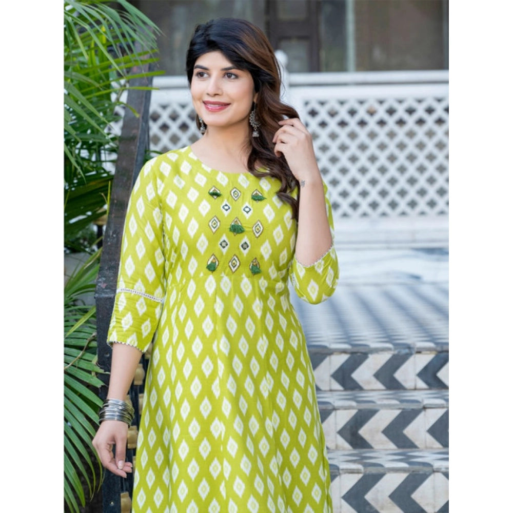 Parrot rayon a-line kurti for women — full look