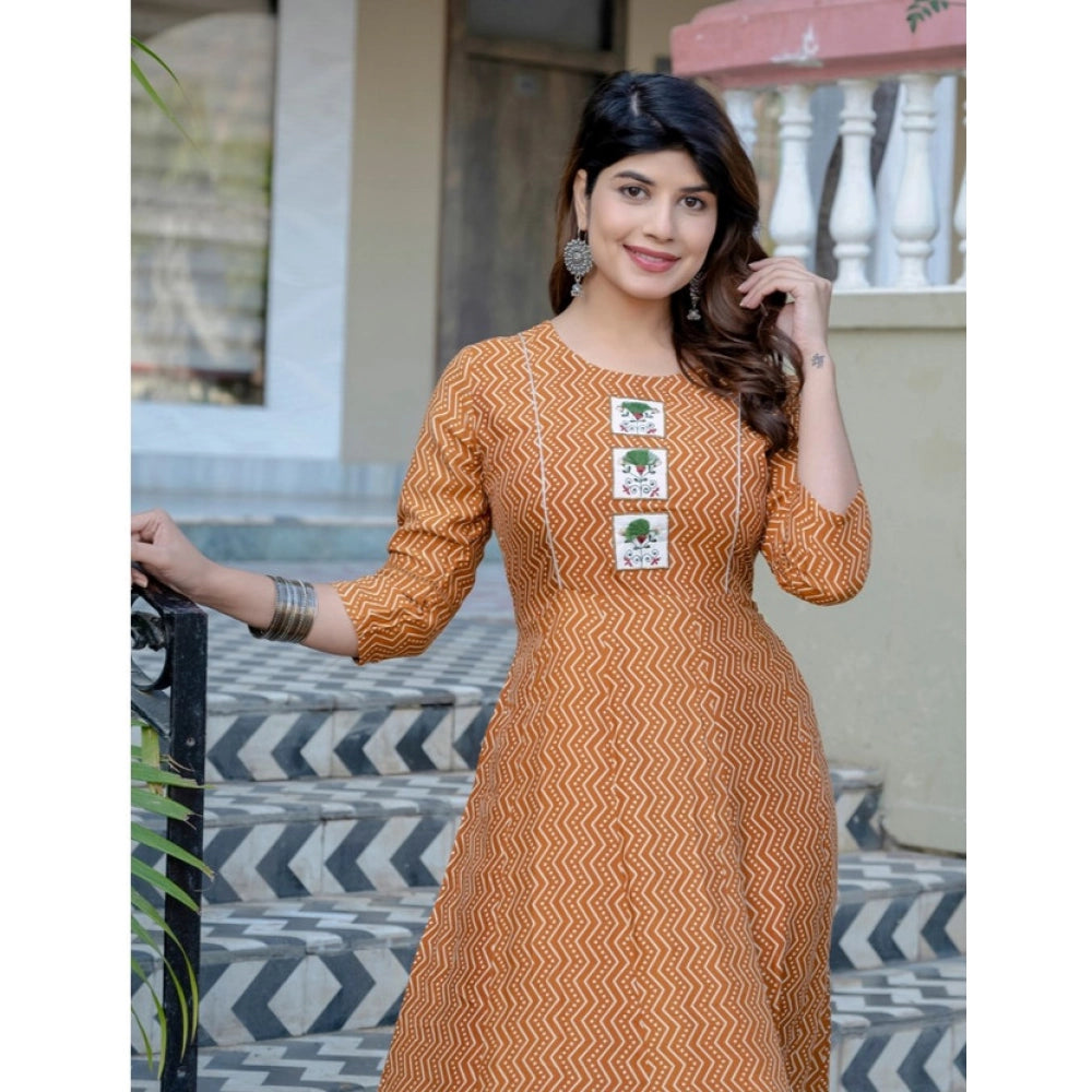 Rust rayon a-line kurti for women — side angle