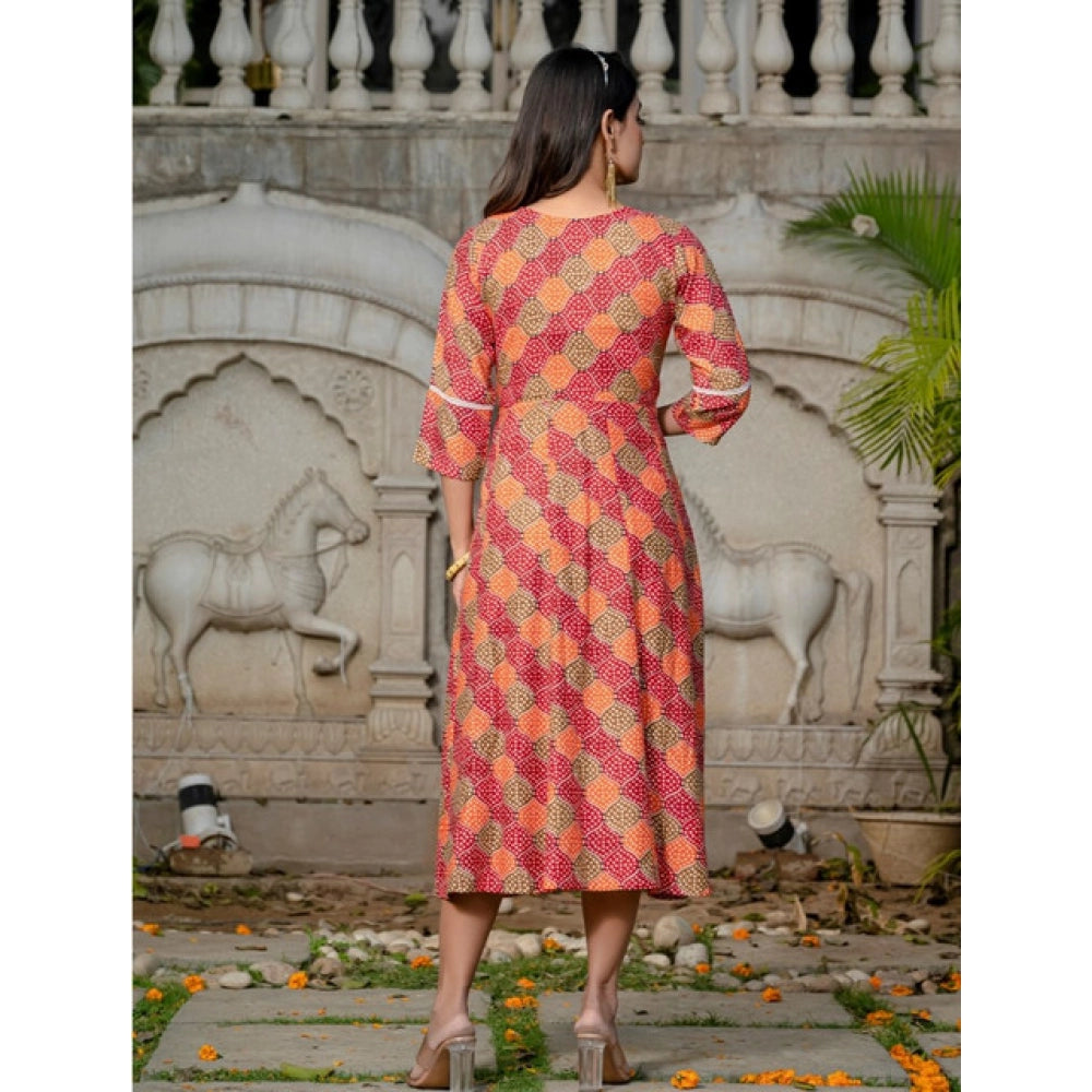 Multicolor rayon a-line kurti for women — detail view