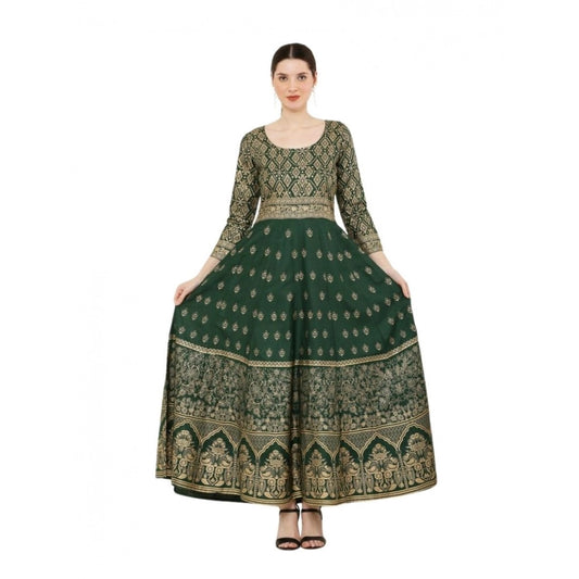 Green rayon anarkali kurti for women — front view
