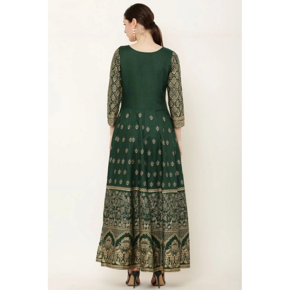 Green rayon anarkali kurti for women — detail view