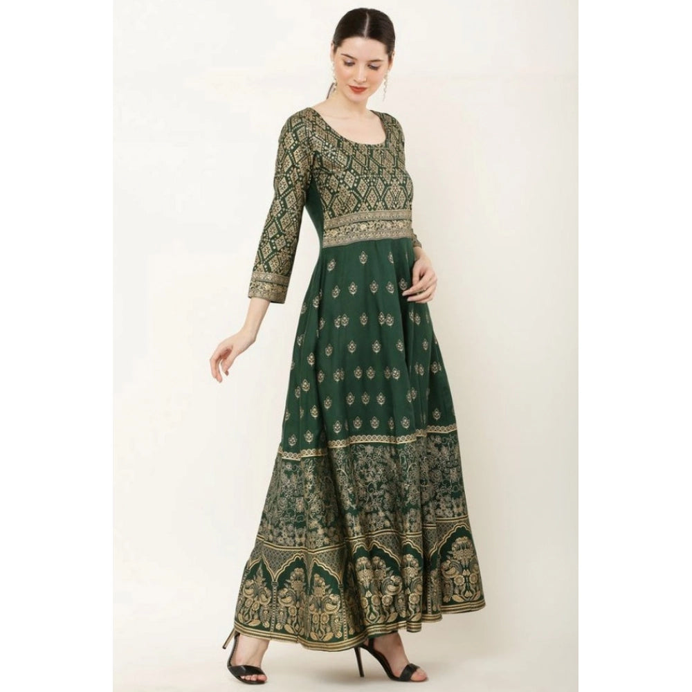 Green rayon anarkali kurti for women — side angle