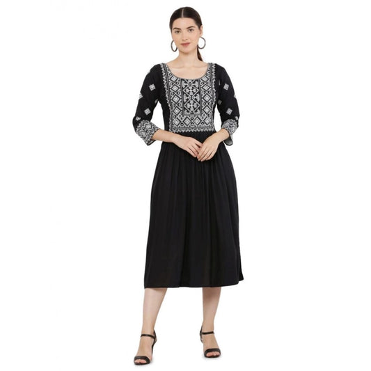Black rayon kurti for women — front view