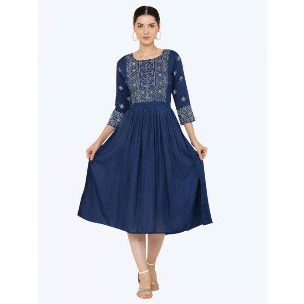Blue rayon kurti for women — front view