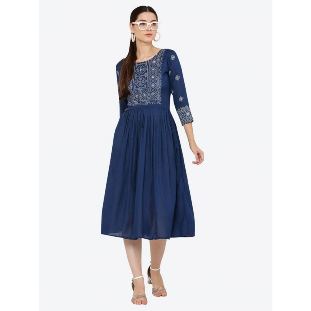Blue rayon kurti for women — detail view