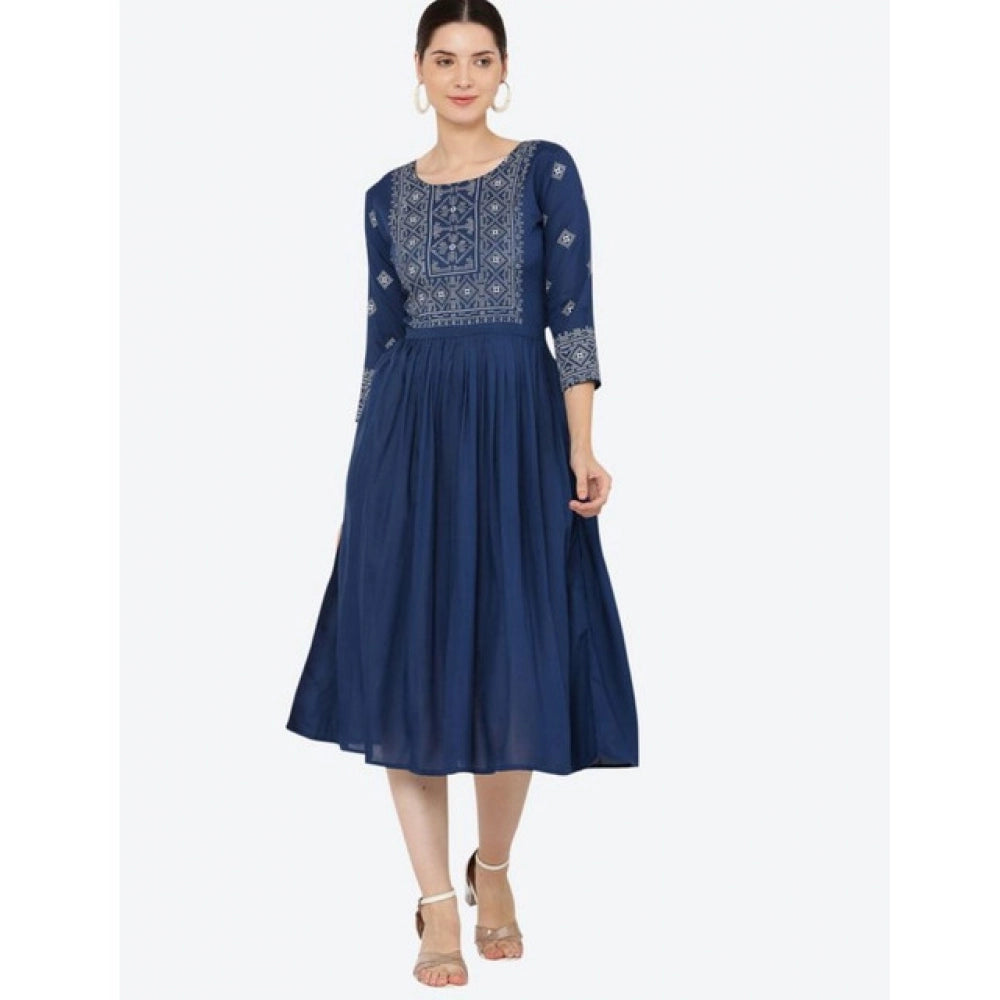 Blue rayon kurti for women — side angle