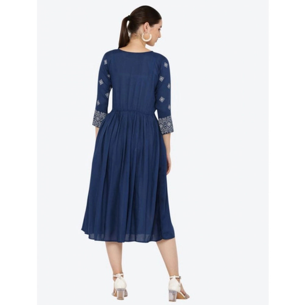Blue rayon kurti for women — full look