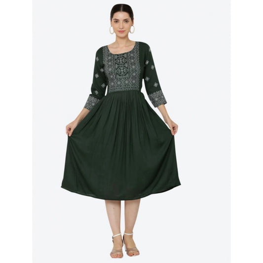 Green rayon kurti for women — front view
