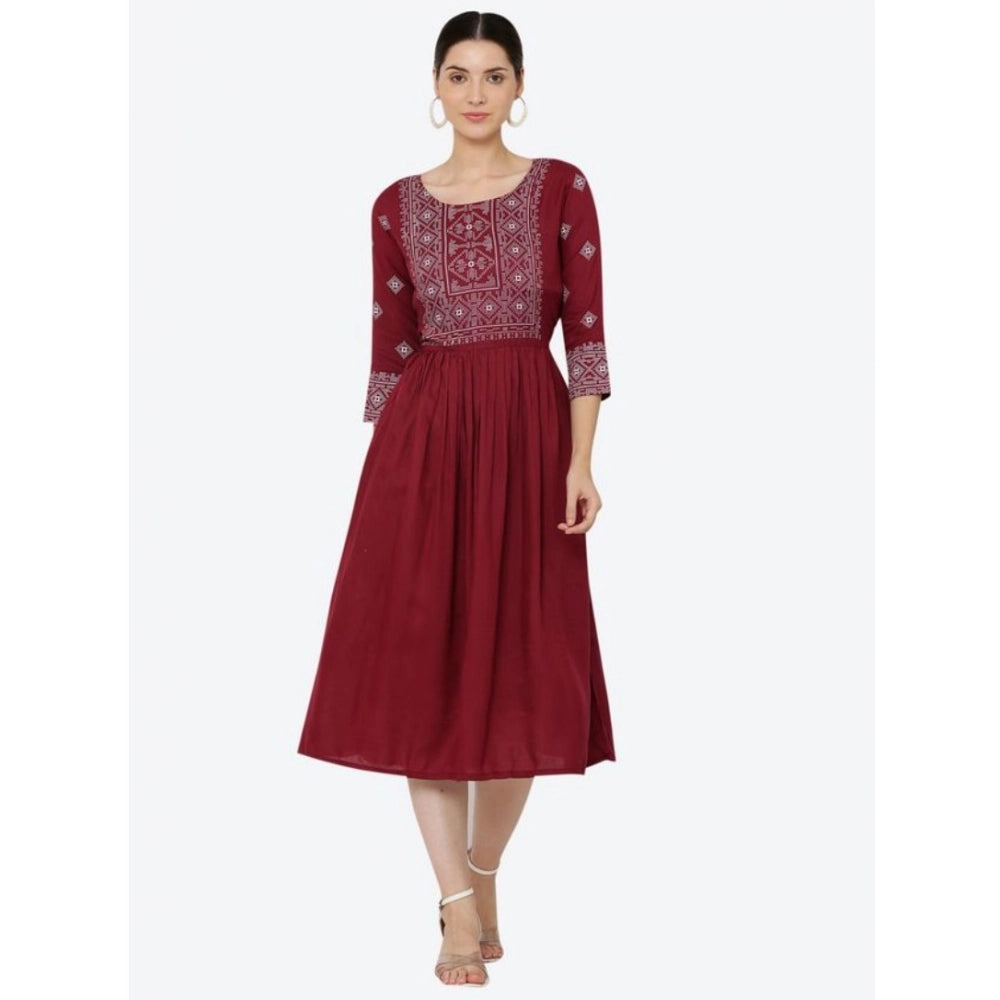 Maroon rayon kurti for women — front view