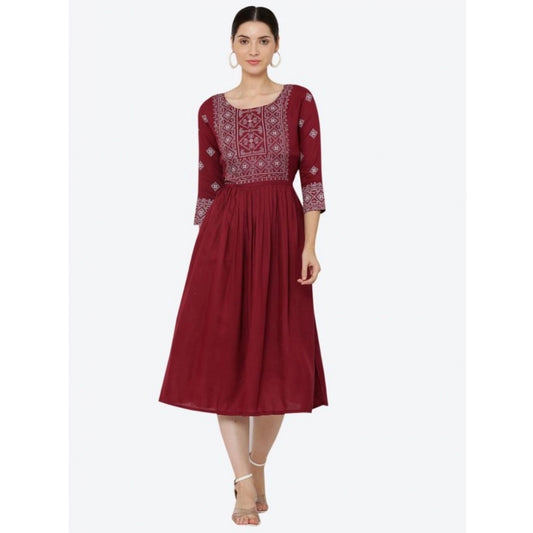 Maroon rayon kurti for women — front view