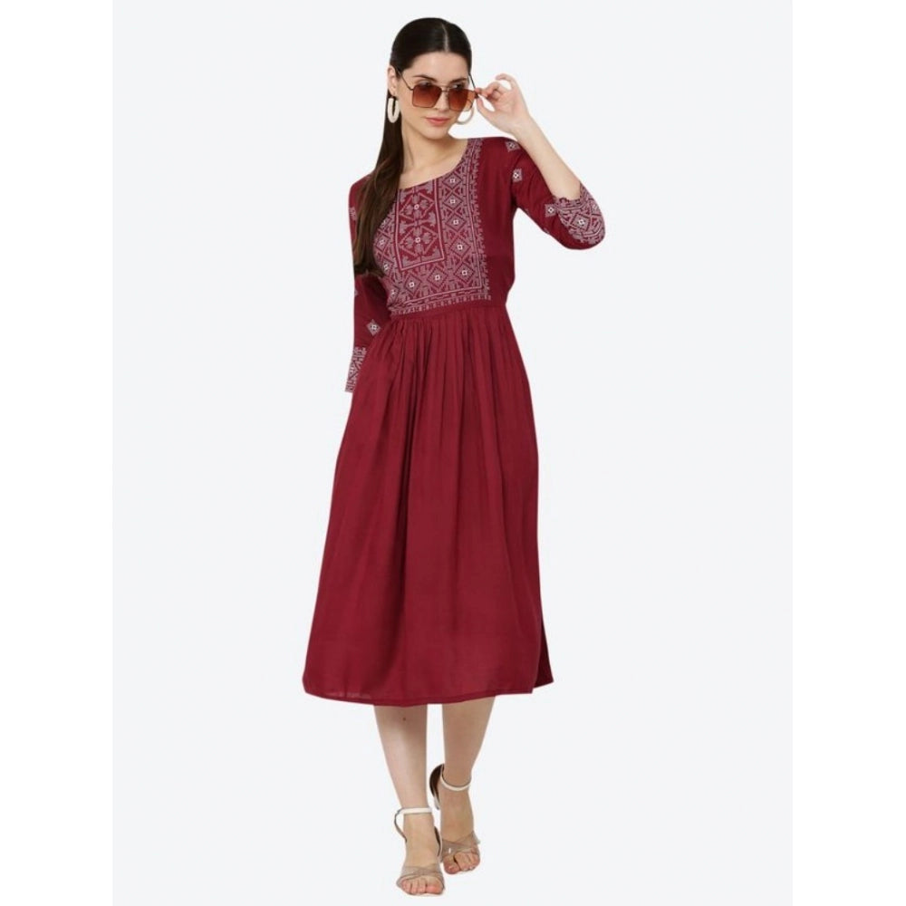 Maroon rayon kurti for women — detail view