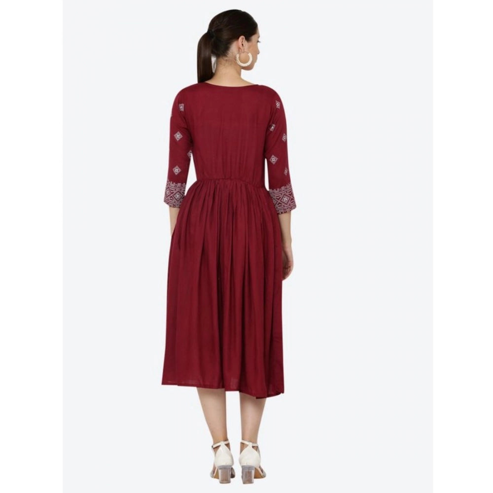 Maroon rayon kurti for women — full look
