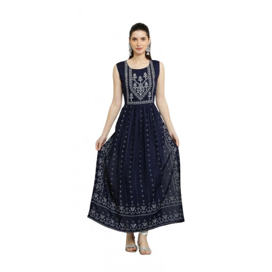 Blue rayon kurti for women — front view