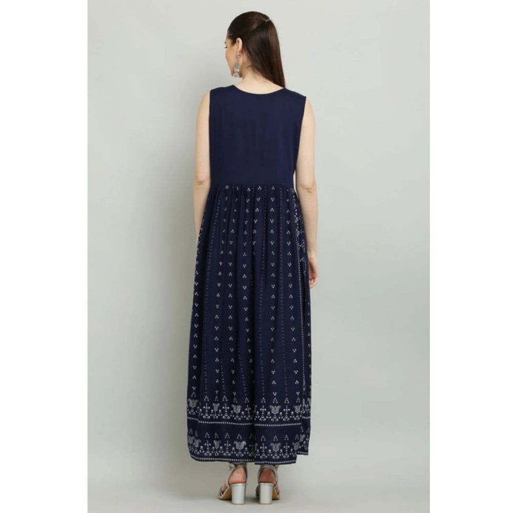 Blue rayon kurti for women — detail view