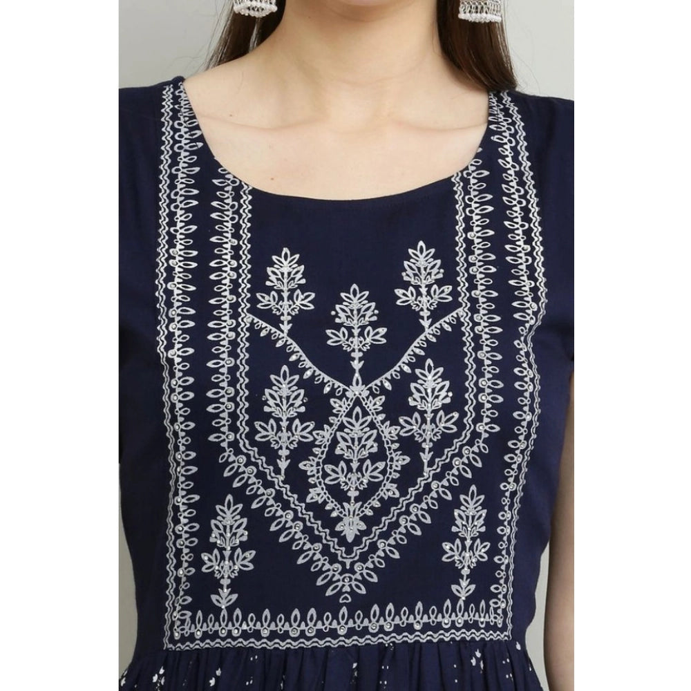 Blue rayon kurti for women — side angle