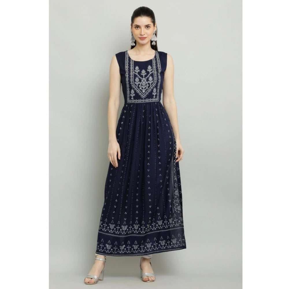 Blue rayon kurti for women — full look