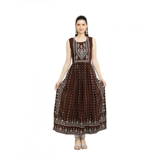 Brown rayon kurti for women — front view