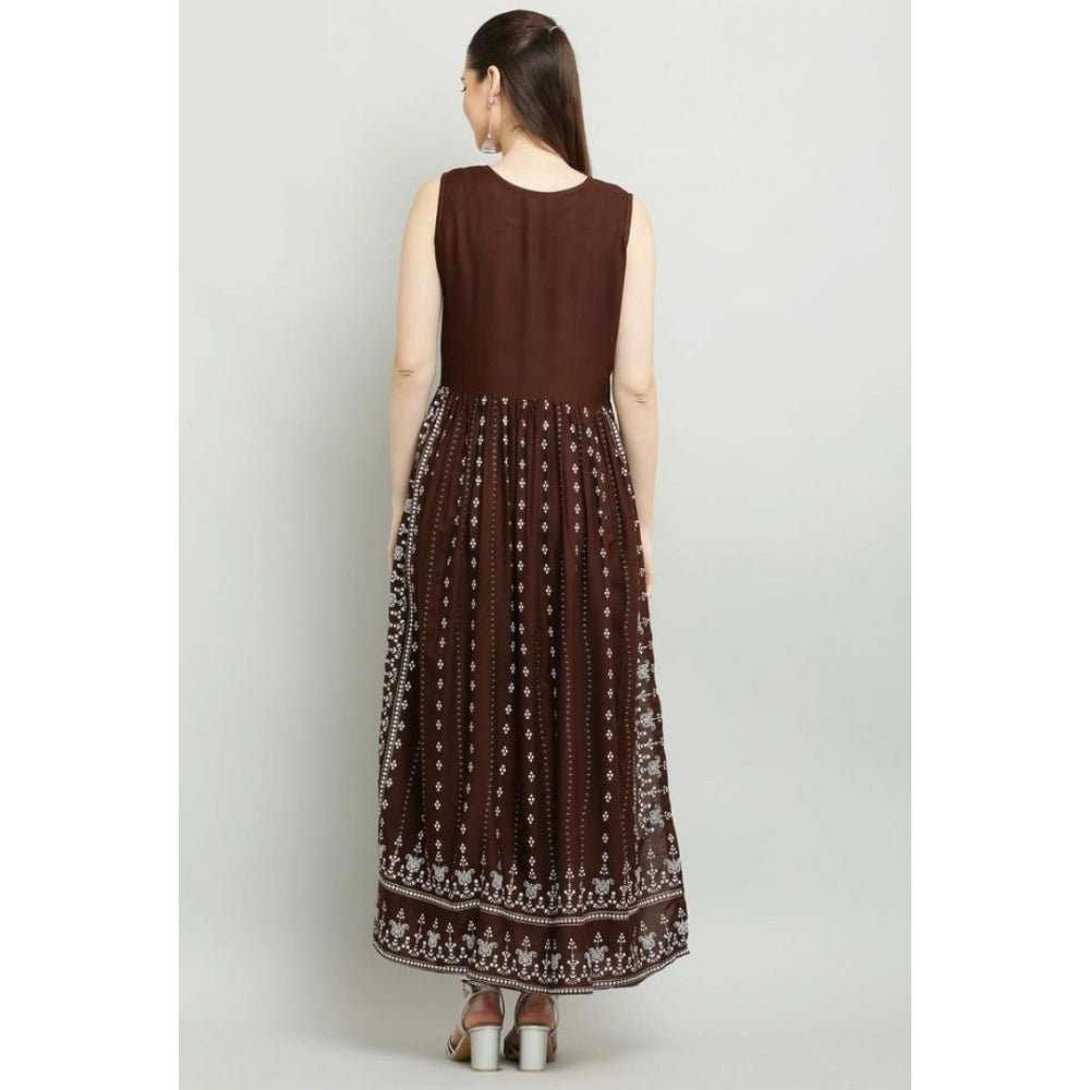 Brown rayon kurti for women — detail view