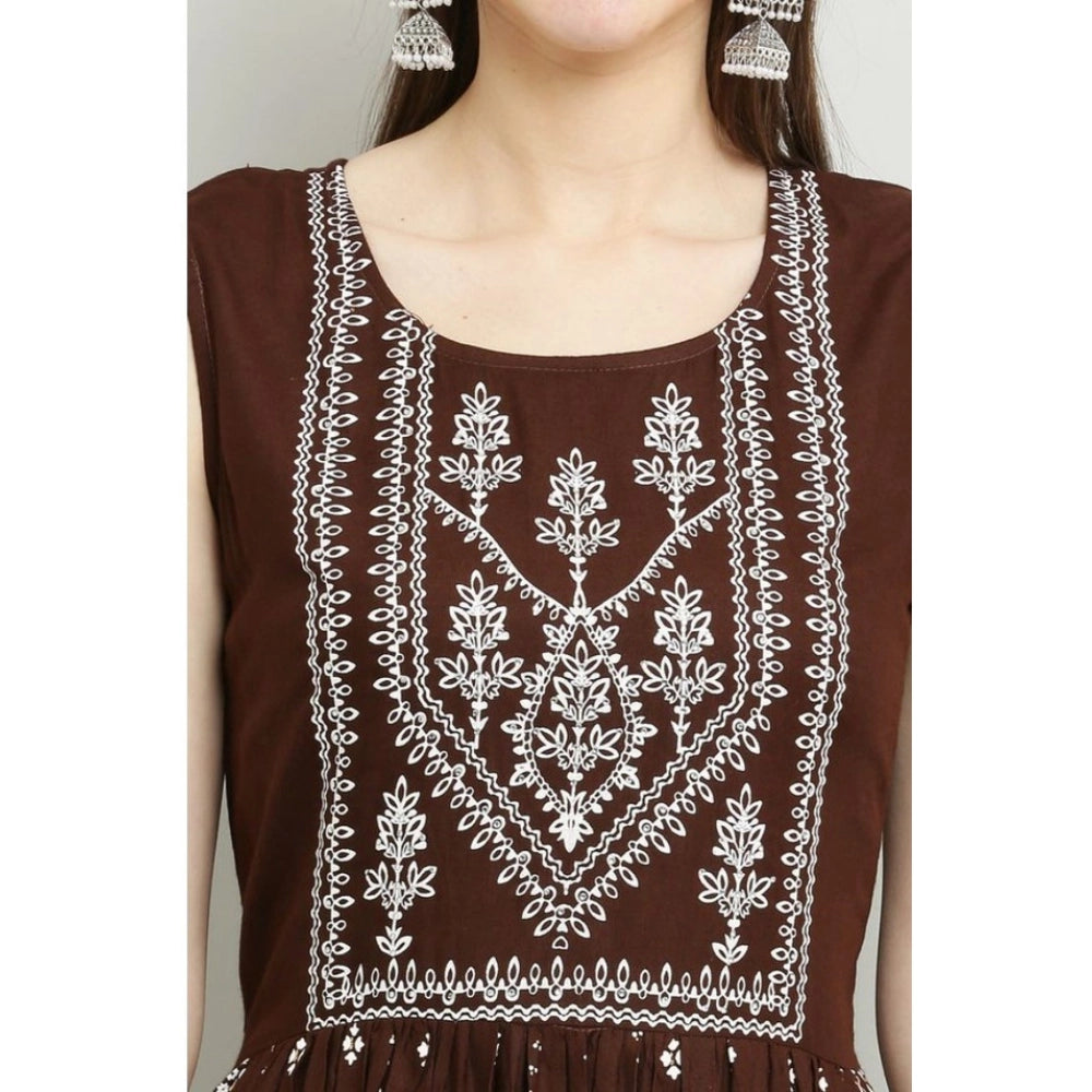 Brown rayon kurti for women — side angle
