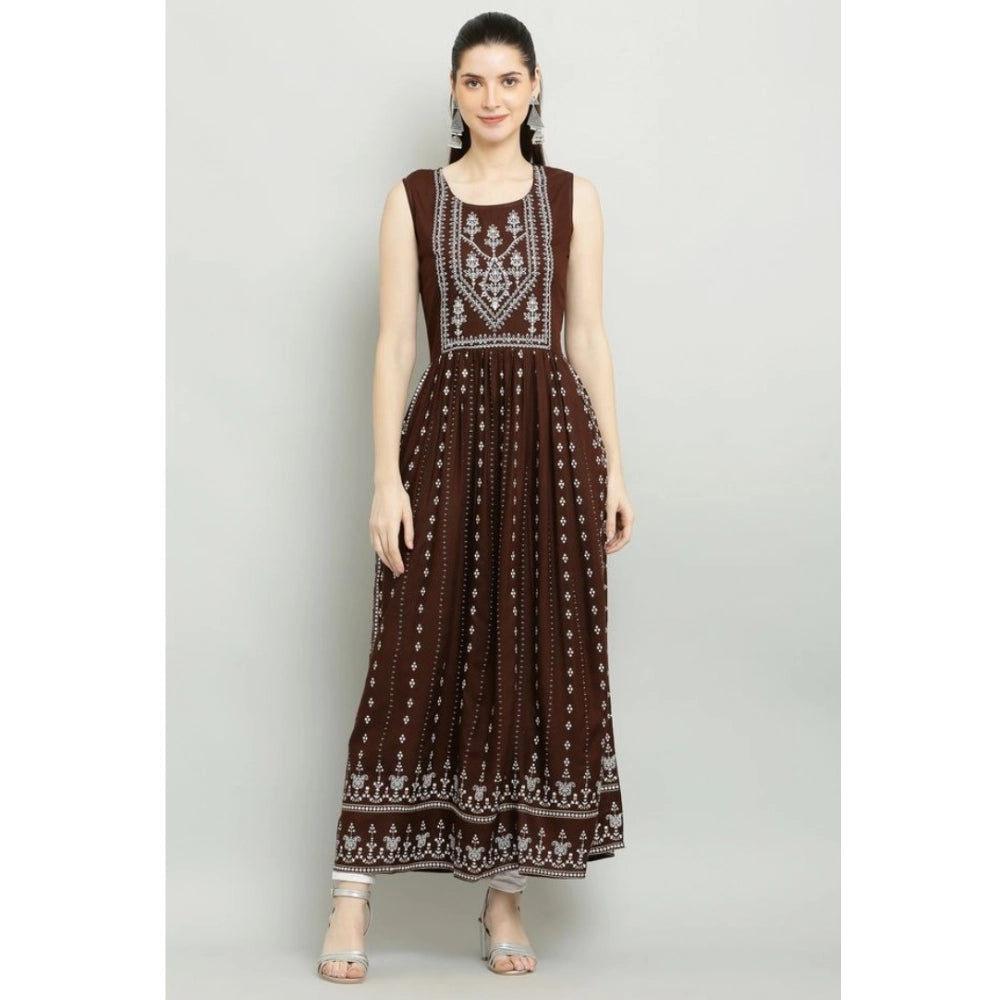 Brown rayon kurti for women — full look