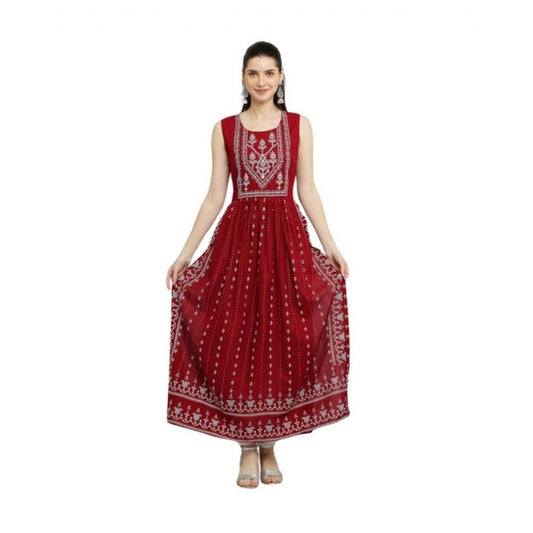 Maroon rayon kurti for women — front view