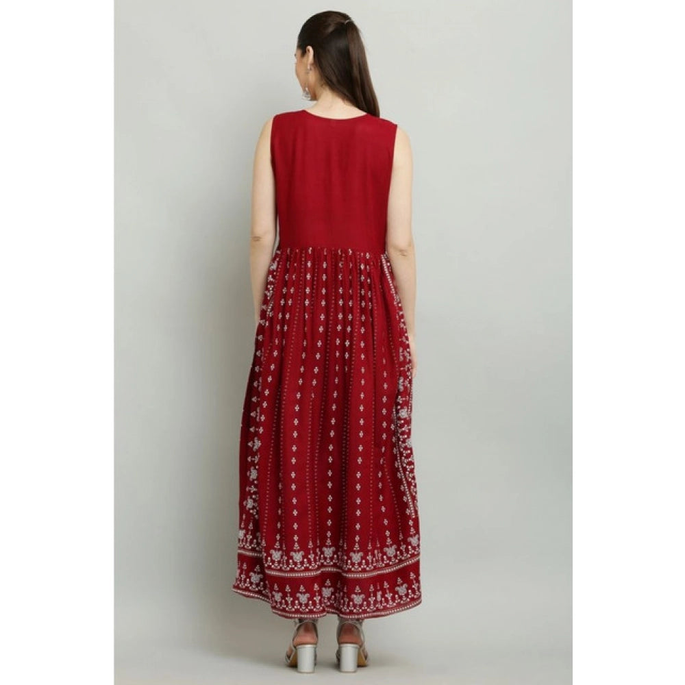 Maroon rayon kurti for women — detail view