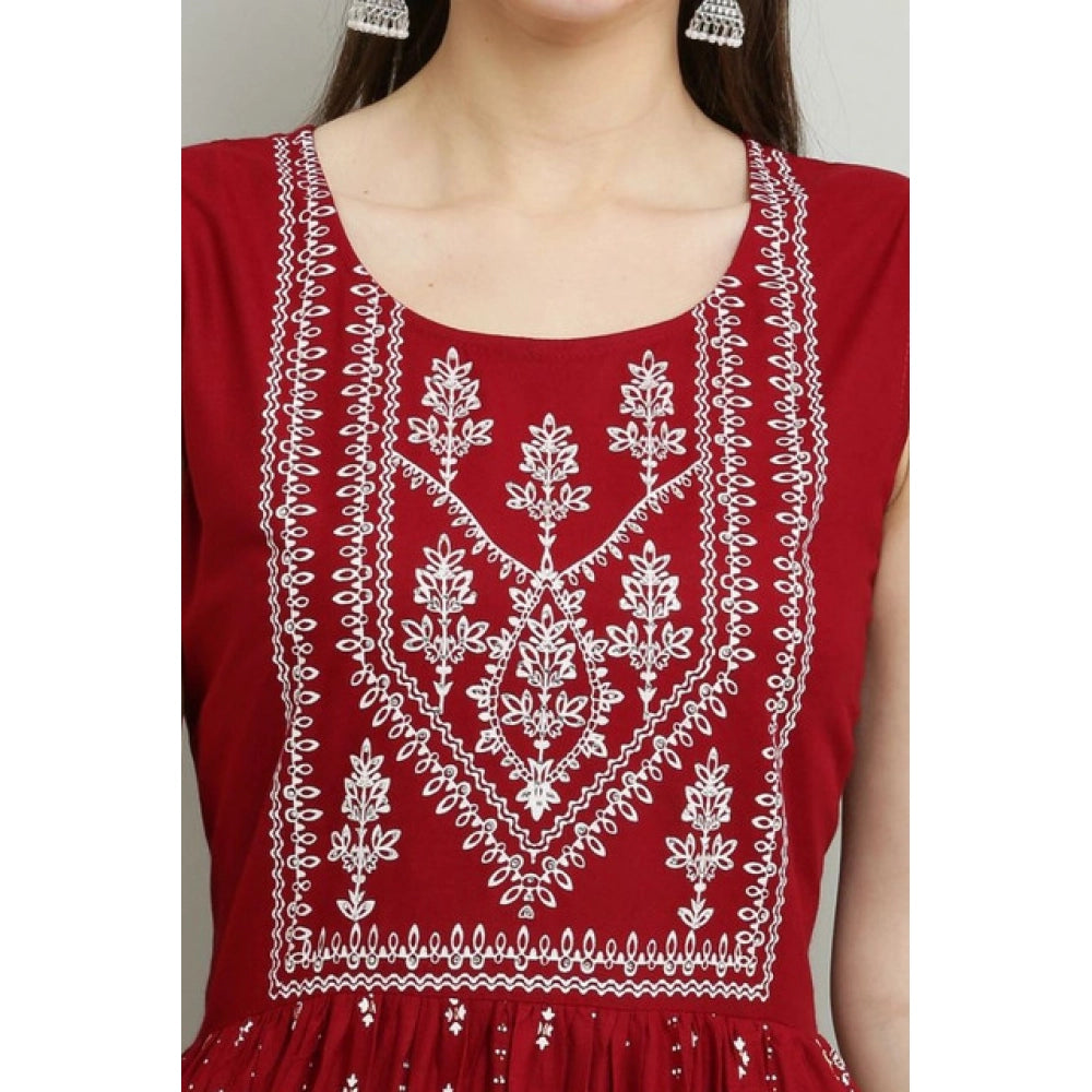 Maroon rayon kurti for women — side angle