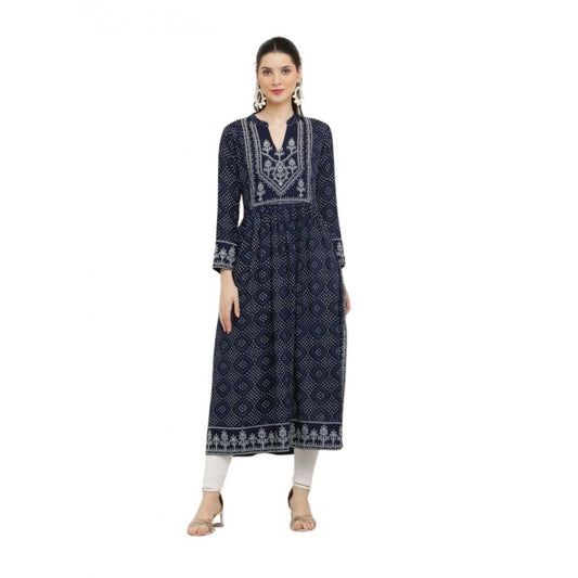 Blue rayon kurti for women — front view