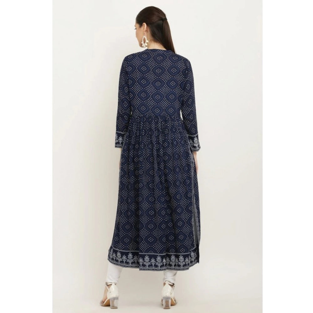 Blue rayon kurti for women — detail view